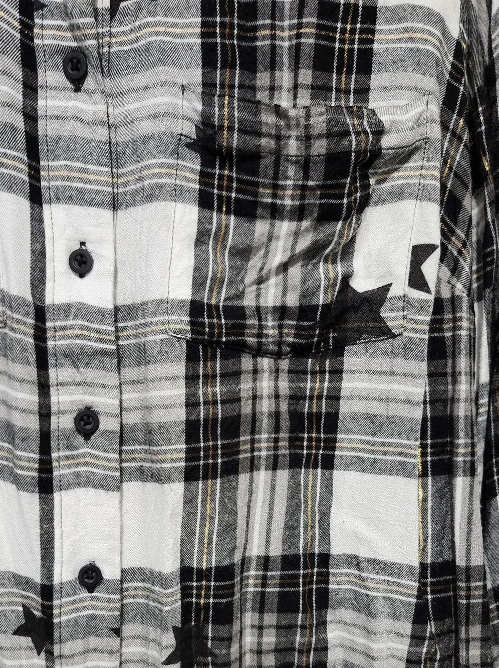 Lane Bryant Flannel Twilight Star Plaid No-Peek Button-Front Top Size 14/16